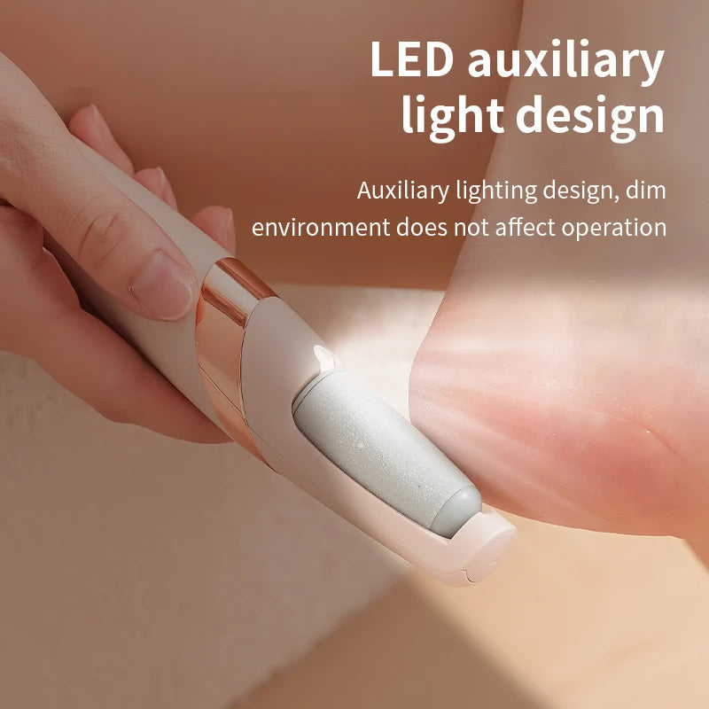 Rechargeable Electric Foot Callus Remover with Dual Grinding Heads Removes Dead Skin, Calluses & Cracked Heels Effectively Dual Grinding Heads For Customized Foot Care