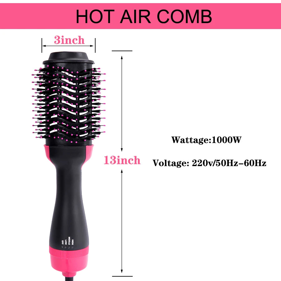 Salon Pro Heated Hair Brush – 3-in-1 Ionic Hair Styling Tool for Drying, Straightening & Curling Professional 3-in-1 Hair Styler Brush for Fast Drying, Smooth Straightening & Effortless Curling