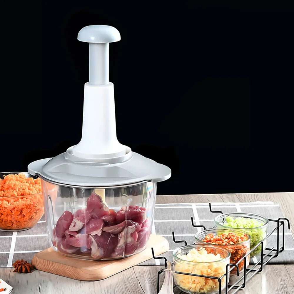 Manual Hand Press Food Chopper & Grinder for Everyday Kitchen Use Multifunction Kitchen Cutter for Vegetables, Fruits, Onion & Garlic Easy-to-Use Hand Press Food Processor for Fast Food Preparation