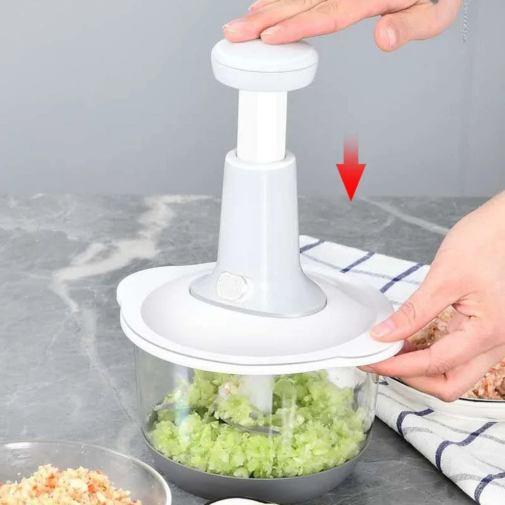 Manual Hand Press Food Chopper & Grinder for Everyday Kitchen Use Multifunction Kitchen Cutter for Vegetables, Fruits, Onion & Garlic Easy-to-Use Hand Press Food Processor for Fast Food Preparation