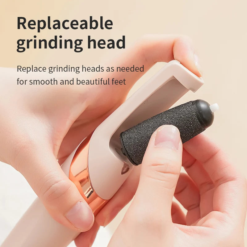 Rechargeable Electric Foot Callus Remover with Dual Grinding Heads Removes Dead Skin, Calluses & Cracked Heels Effectively Dual Grinding Heads For Customized Foot Care