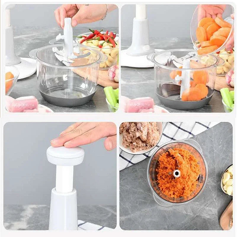 Manual Hand Press Food Chopper & Grinder for Everyday Kitchen Use Multifunction Kitchen Cutter for Vegetables, Fruits, Onion & Garlic Easy-to-Use Hand Press Food Processor for Fast Food Preparation